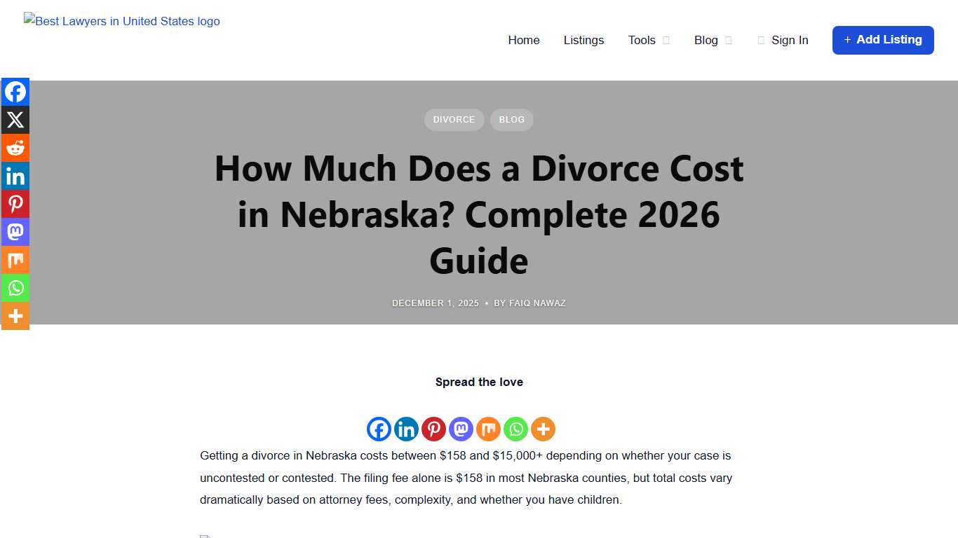 Nebraska Divorce Cost 2026: Save $1000s with This Guide